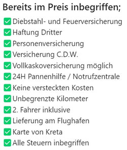 Was ist im Preis der Autovermietung Eye Drive auf Kreta enthalten?